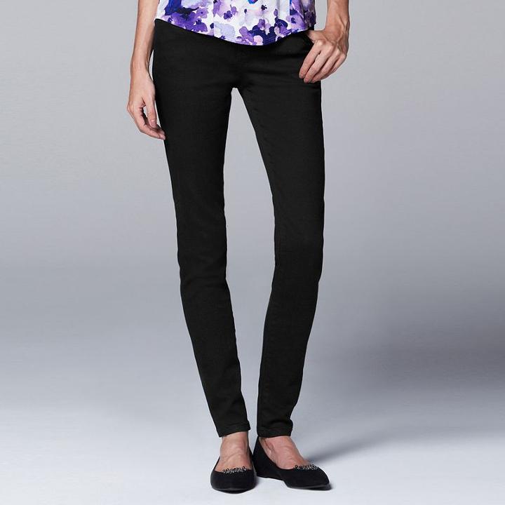 Women's Simply Vera Vera Wang Slimming Skinny Jeans, Size: 8, Black