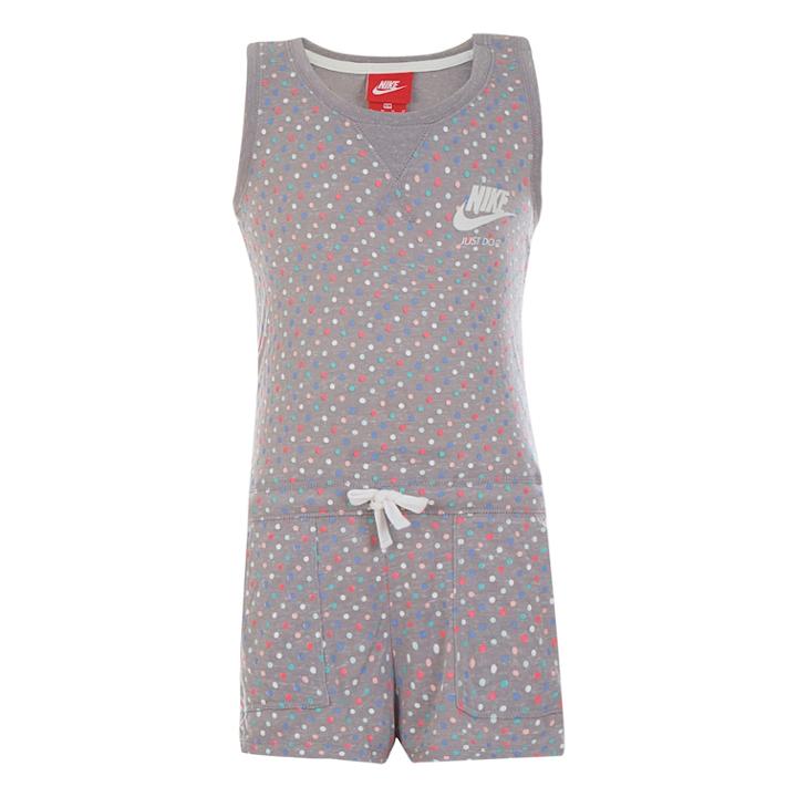 Girls 4-6x Nike Polka-dot Pocket Romper, Size: 6, Light Grey