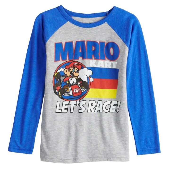 Boys 4-12 Jumping Beans&reg; Mario Kart Let's Race Raglan Graphic Tee, Size: 5, Silver
