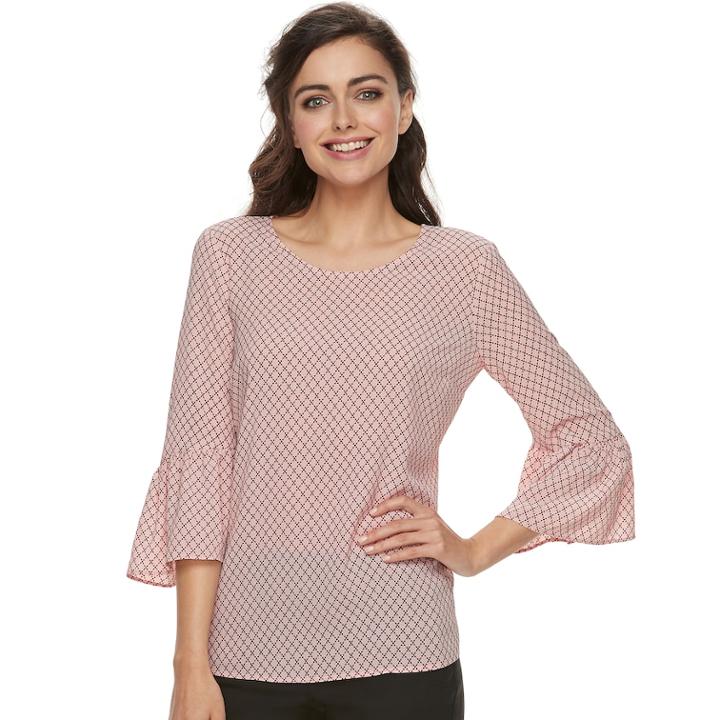 Women's Elle&trade; Bell-sleeve Top, Size: Medium, Pink