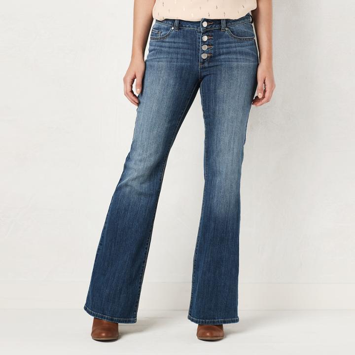 Women's Lc Lauren Conrad Flare Jeans, Size: 2 Short, Med Blue