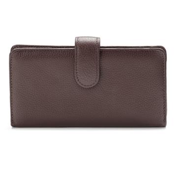 Buxton Hudson Pik-me-up Leather Checkbook Clutch Wallet, Women's, Dark Brown