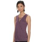 Women's Jennifer Lopez Lace-up Jersey Tank, Size: Large, Med Purple