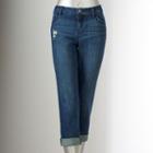 Petite Simply Vera Vera Wang Ripped Slim Boyfriend Jeans, Women's, Size: 4 Petite, Med Blue