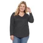 Plus Size Sonoma Goods For Life&trade; Essential V-neck Tee, Women's, Size: 2xl, Grey (charcoal)