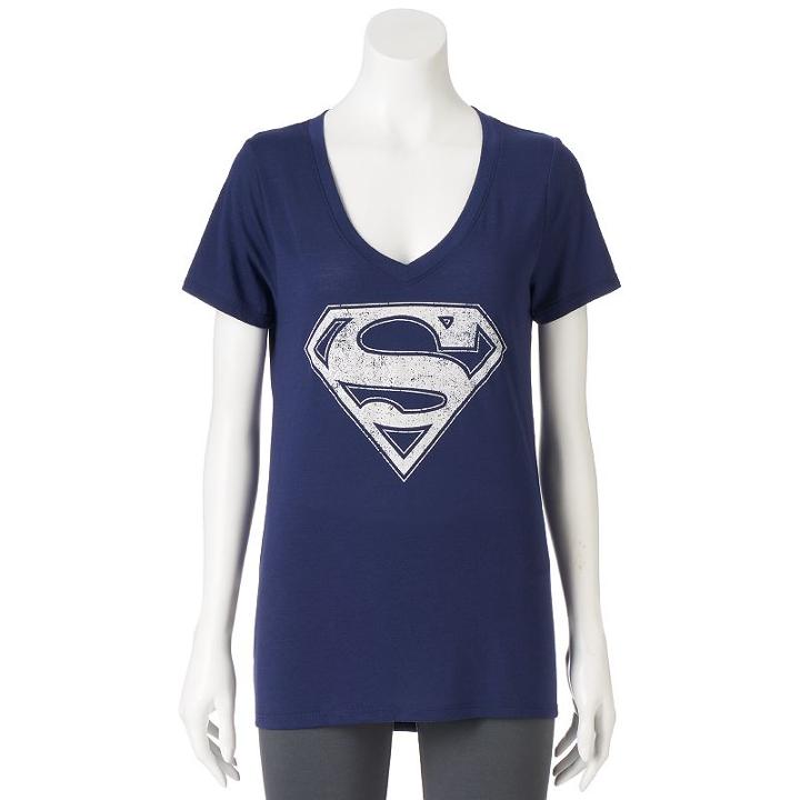 Juniors' Dc Comics Superman Logo Graphic Tee, Girl's, Size: Xs, Blue (navy)
