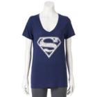 Juniors' Dc Comics Superman Logo Graphic Tee, Girl's, Size: Xs, Blue (navy)