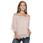 Juniors' Hint Of Mint Floral Off-the-shoulder Top, Teens, Size: Xl, Pink