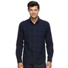 Men's Apt. 9&reg; Modern-fit Plaid Brushed Flannel Button-down Shirt, Size: Medium, Blue