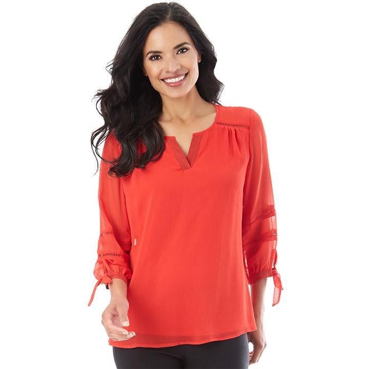 Women's Apt. 9 Tie Sleeve Top, Size: Medium, Red