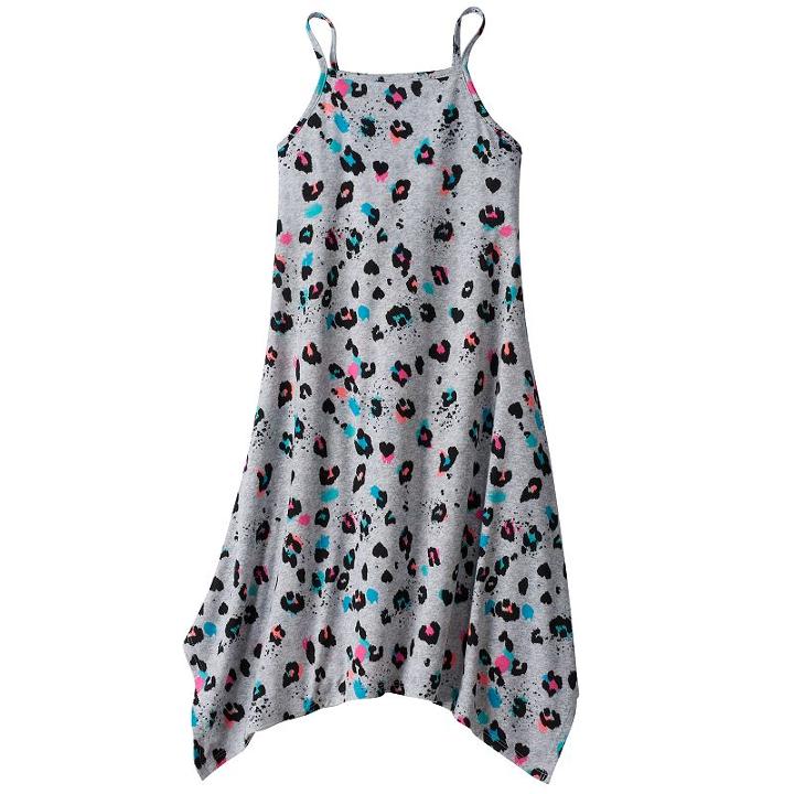 Girls 7-16 & Plus Size So&reg; Patterned Handkerchief Hem Knit Dress, Girl's, Size: S/7-8, Med Grey