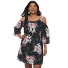 Juniors' Plus Size Lily Rose Cold-shoulder Shift Dress, Teens, Size: 2xl, Multicolor