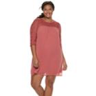 Juniors' Plus Size Lily Rose Lace Shift Dress, Teens, Size: 2xl, Rosewood