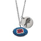 Buffalo Bills Crystal Sterling Silver Team Logo & Football Charm Necklace, Women's, Size: 18, Multicolor