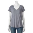 Juniors' So&reg; Solid Voop-neck Tee, Girl's, Size: Medium, Grey (charcoal)