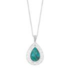 Sterling Silver Reconstituted Turquoise Filigree Teardrop Pendant Necklace, Women's, Size: 18, Blue