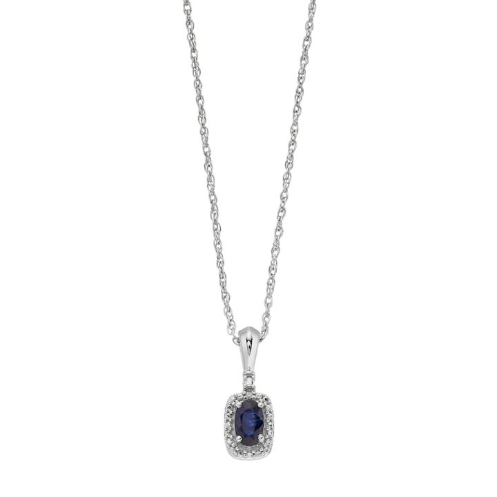 Sterling Silver Sapphire & Diamond Accent Oval Halo Pendant Necklace, Women's, Size: 18, Blue