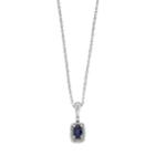 Sterling Silver Sapphire & Diamond Accent Oval Halo Pendant Necklace, Women's, Size: 18, Blue
