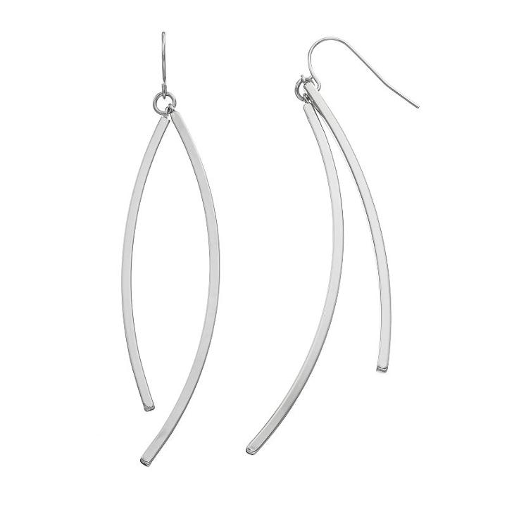 Apt. 9&reg; Dual Curved Stick Drop Earrings, Women's, Silver