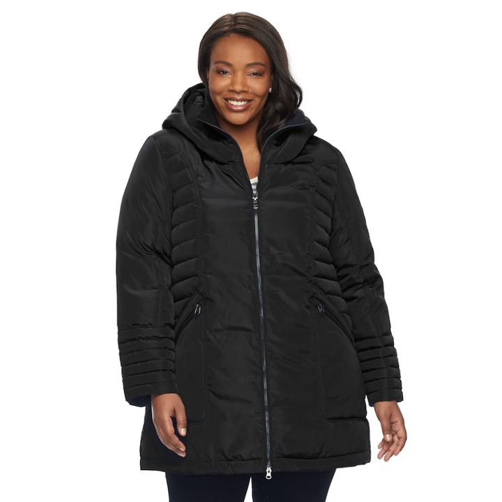 Plus Size Zeroxposur Jeanine Long Quilted Jacket, Women's, Size: 2xl, Black