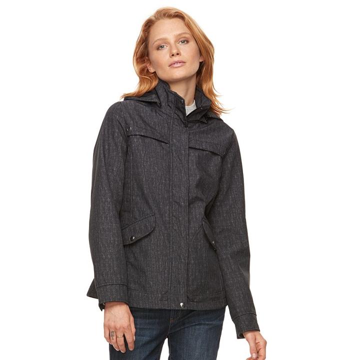 Women's Weathercast Hooded Soft Shell Rain Jacket, Size: Small, Grey
