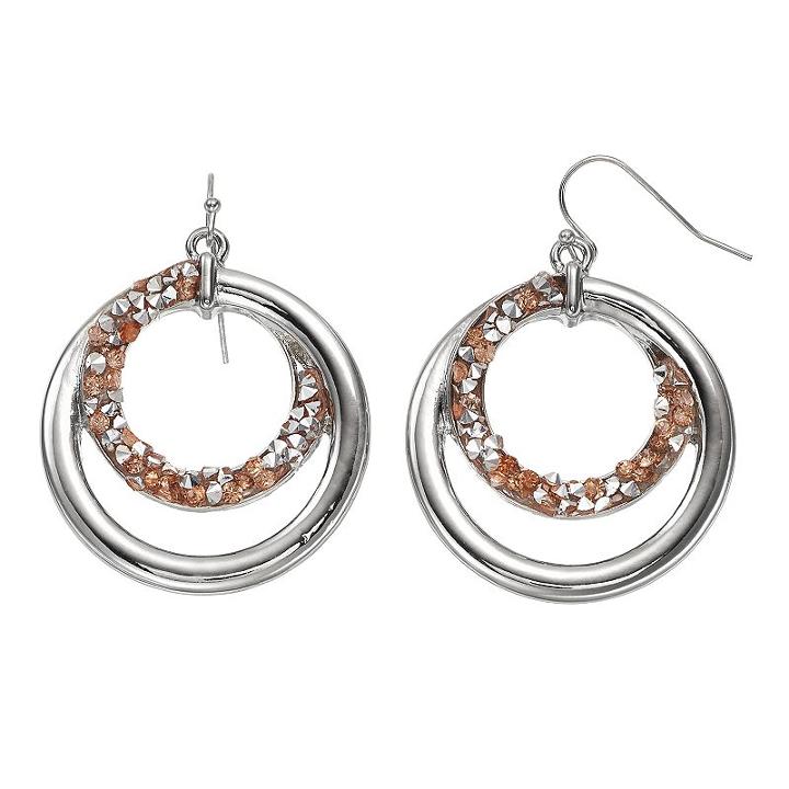 Faceted Stone Spiral Hoop Nickel Free Drop Earrings, Women's, Multicolor