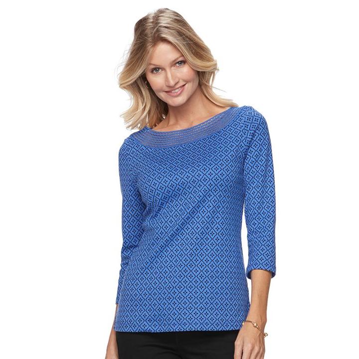 Women's Croft & Barrow&reg; Crochet Top, Size: Xl, Blue (navy)