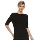 Women's Apt. 9&reg; Textured Ruched Boatneck Sweater, Size: Small, Black