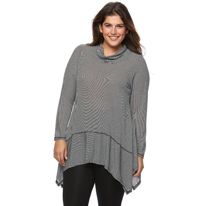 Plus Size Loramendi Shark-bite Cowlneck Top, Women's, Size: 2xl, Oxford