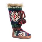 Muk Luks Women's Knit Tassel Boot Slippers, Size: Small, Blue (navy)