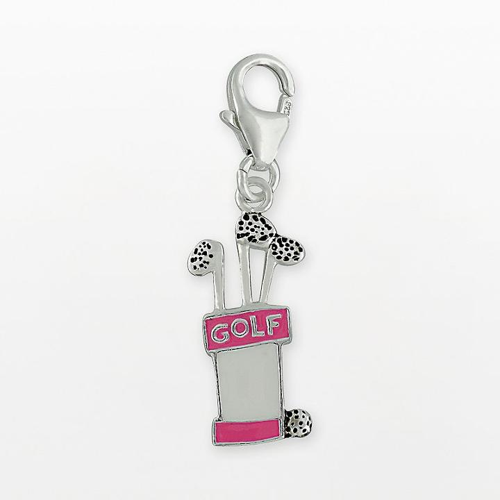 Personal Charm Sterling Silver Golf Clubs Charm, Women's, Pink