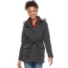 Juniors' Urban Republic Faux-fur Hood Fleece Coat, Teens, Size: Xl, Dark Grey