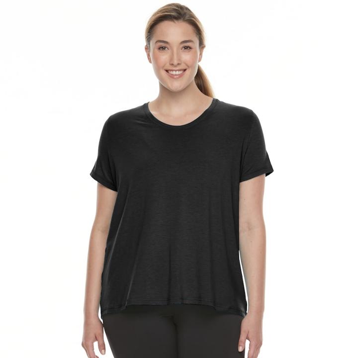 Plus Size Tek Gear&reg; Layered Split-back Tee, Women's, Size: 2xl, Black