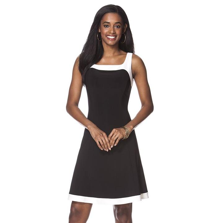 Women's Chaps Abstract Fit & Flare Dress, Size: Xs, Black
