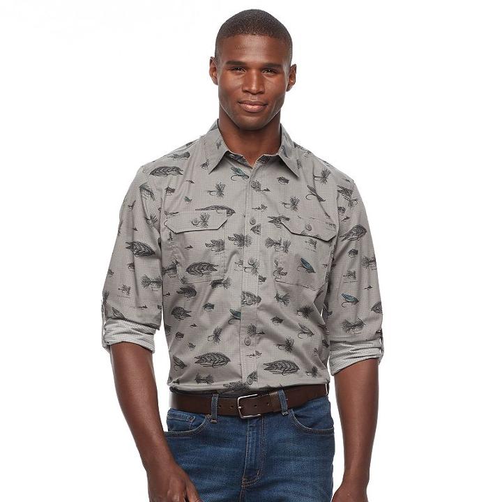 Men's Croft & Barrow&reg; Classic-fit Stretch Roll-tab Button-down Shirt, Size: Small, Med Grey