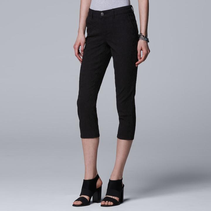 Women's Simply Vera Vera Wang Jacquard Twill Capris, Size: 0, Black