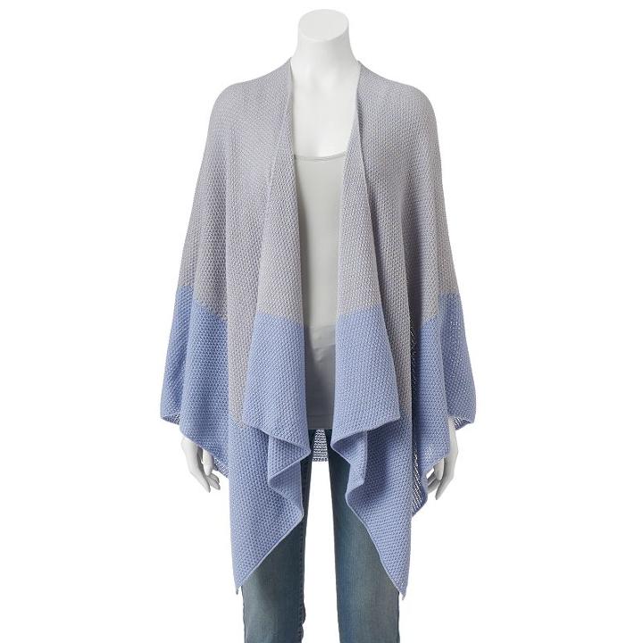 Sonoma Goods For Life&trade; Knit Colorblock Border Ruana, Women's, Grey Other