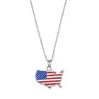 Logoart Sterling Silver United States American Flag Pendant Necklace, Adult Unisex, Size: 18, Multicolor