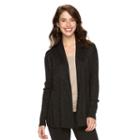 Women's Apt. 9&reg; Smocked Open Front Cardigan, Size: Medium, Black