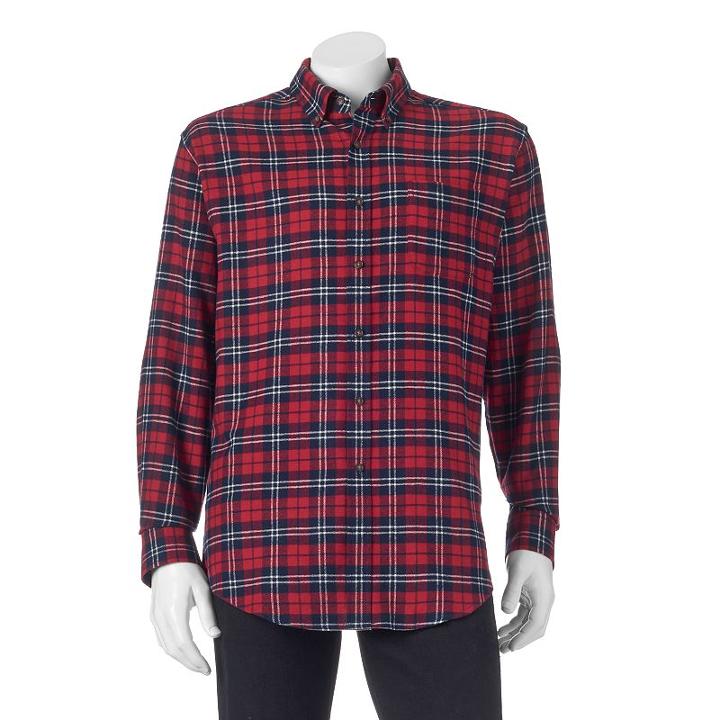 Big & Tall Croft & Barrow&reg; Classic-fit Plaid Flannel Button-down Shirt, Men's, Size: 3xl Tall, Dark Red