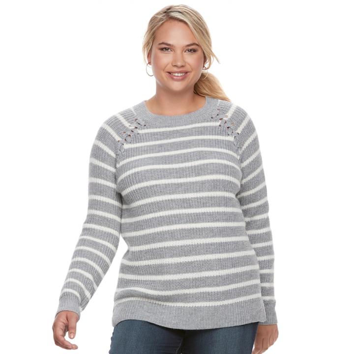 Juniors' Plus Size So&reg; Raglan Crewneck Sweater, Teens, Size: 3xl, Grey Other