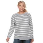 Juniors' Plus Size So&reg; Raglan Crewneck Sweater, Teens, Size: 3xl, Grey Other