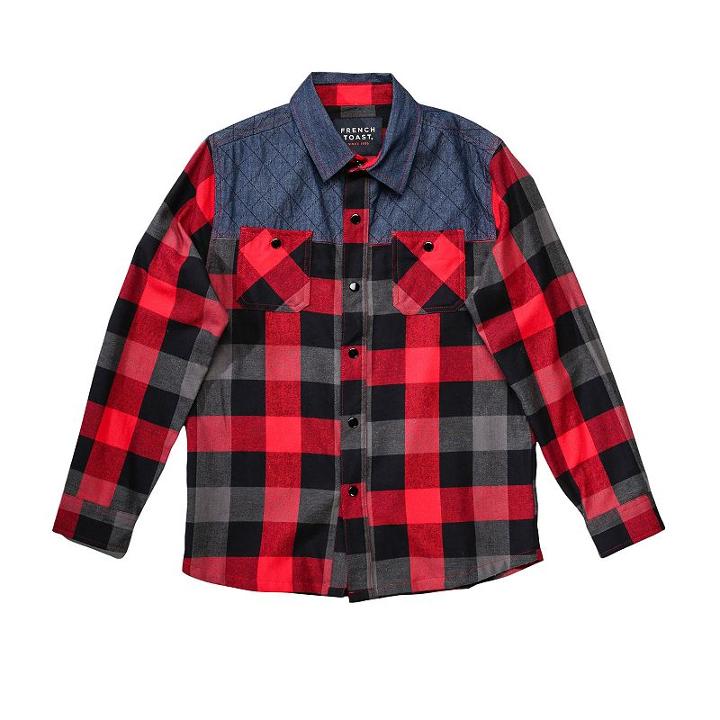 Boys 4-7 French Toast Chambray Plaid Flannel Button-down Shirt, Boy's, Size: 7, Red