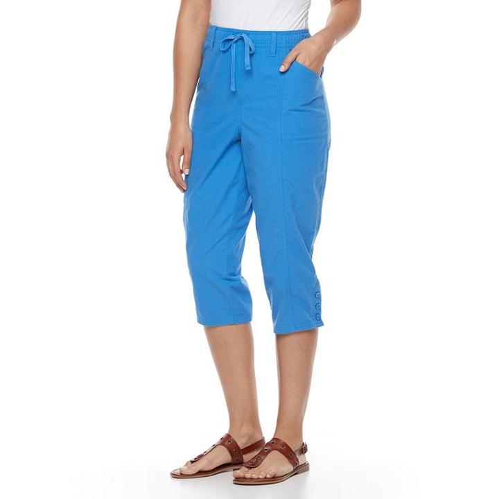 Women's Gloria Vanderbilt Jade Buttoned Capris, Size: Small, Turquoise/blue (turq/aqua)