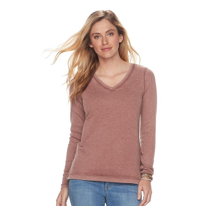 Women's Sonoma Goods For Life&trade; Ribbed French Terry Tee, Size: Xxl, Red/coppr (rust/coppr)