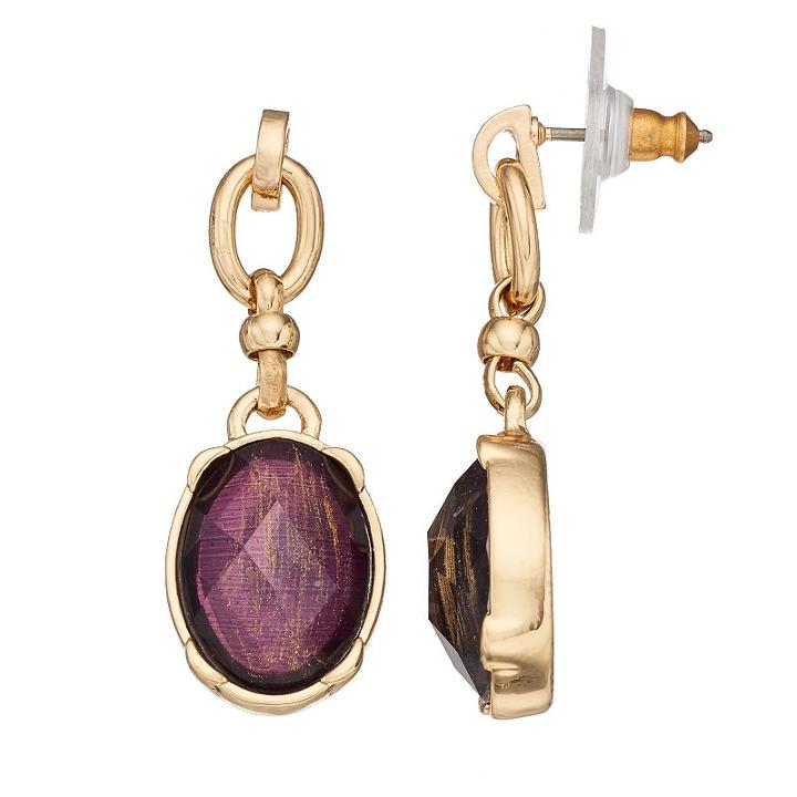 Dana Buchman Purple Oval Link Nickel Free Drop Earrings, Women's, Dark Red