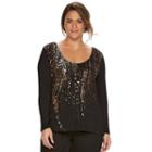 Plus Size Rock & Republic&reg; Foiled Crisscross-back Top, Women's, Size: 0x, Black