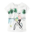 Girls 4-8 Carter's Short Sleeve Island Bike Girl Graphic Tee, Size: 8, White