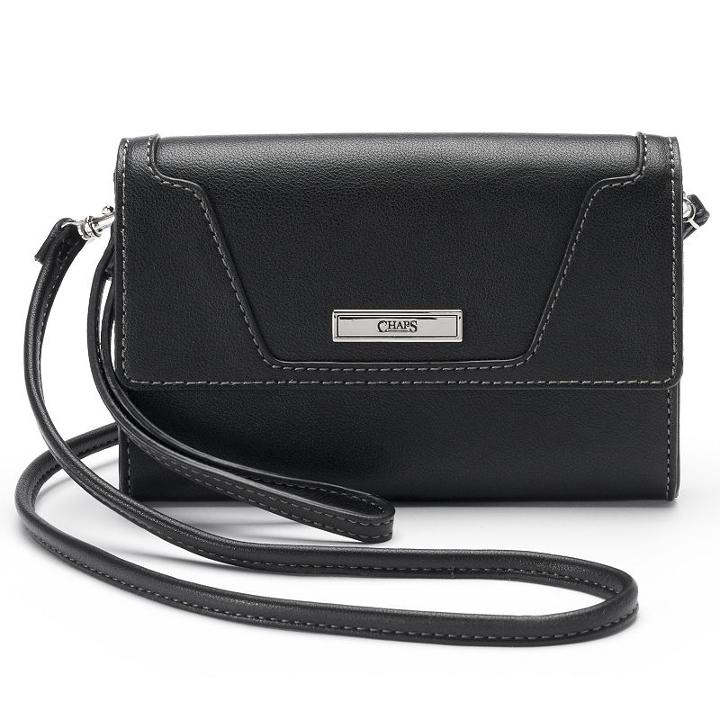 Chaps Margo Fold Over Convertible Wristlet, Women's, Black