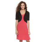 Women's Nina Leonard Crocheted Open-work Shrug, Size: Medium, Black